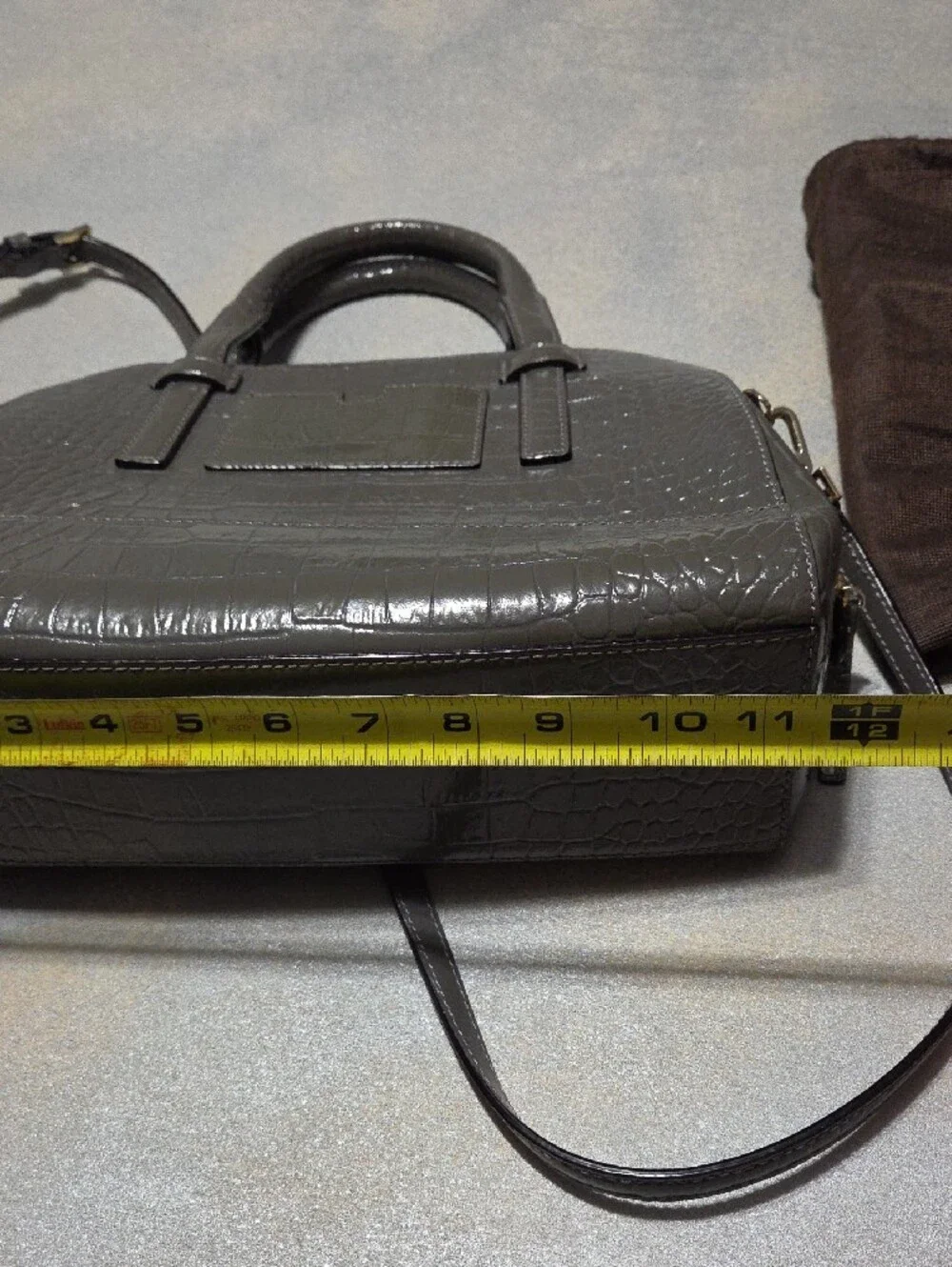 kate spade gray croc-embossed dome satchel with top handles NWOTS